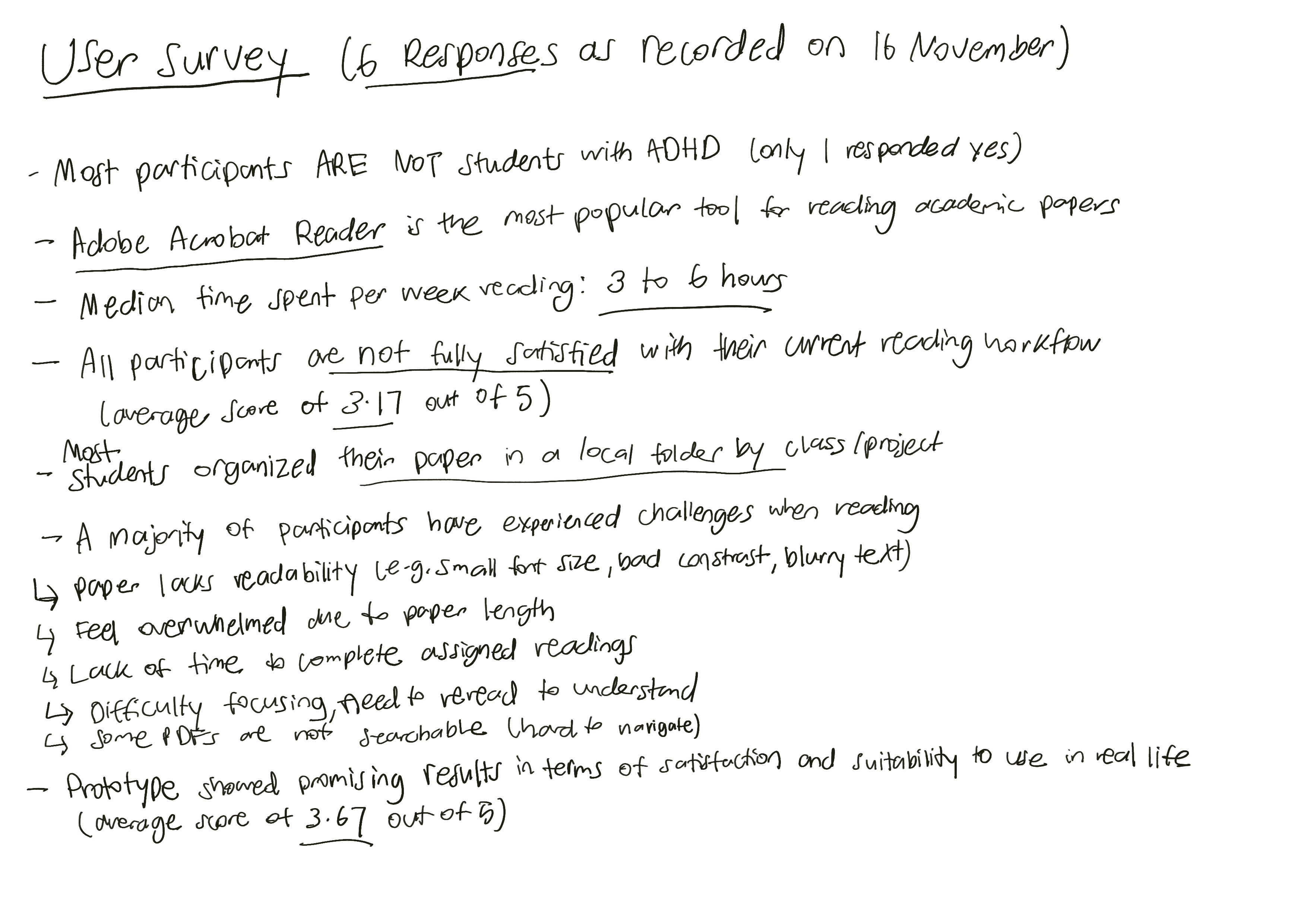 Screenshot of the User Survey 1/2